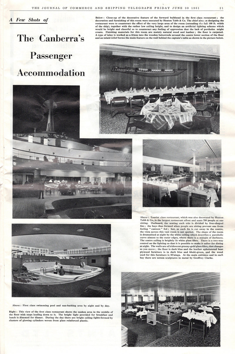 ORIANA & CANBERRA - Special 1961 "Journal of Commerce" issue