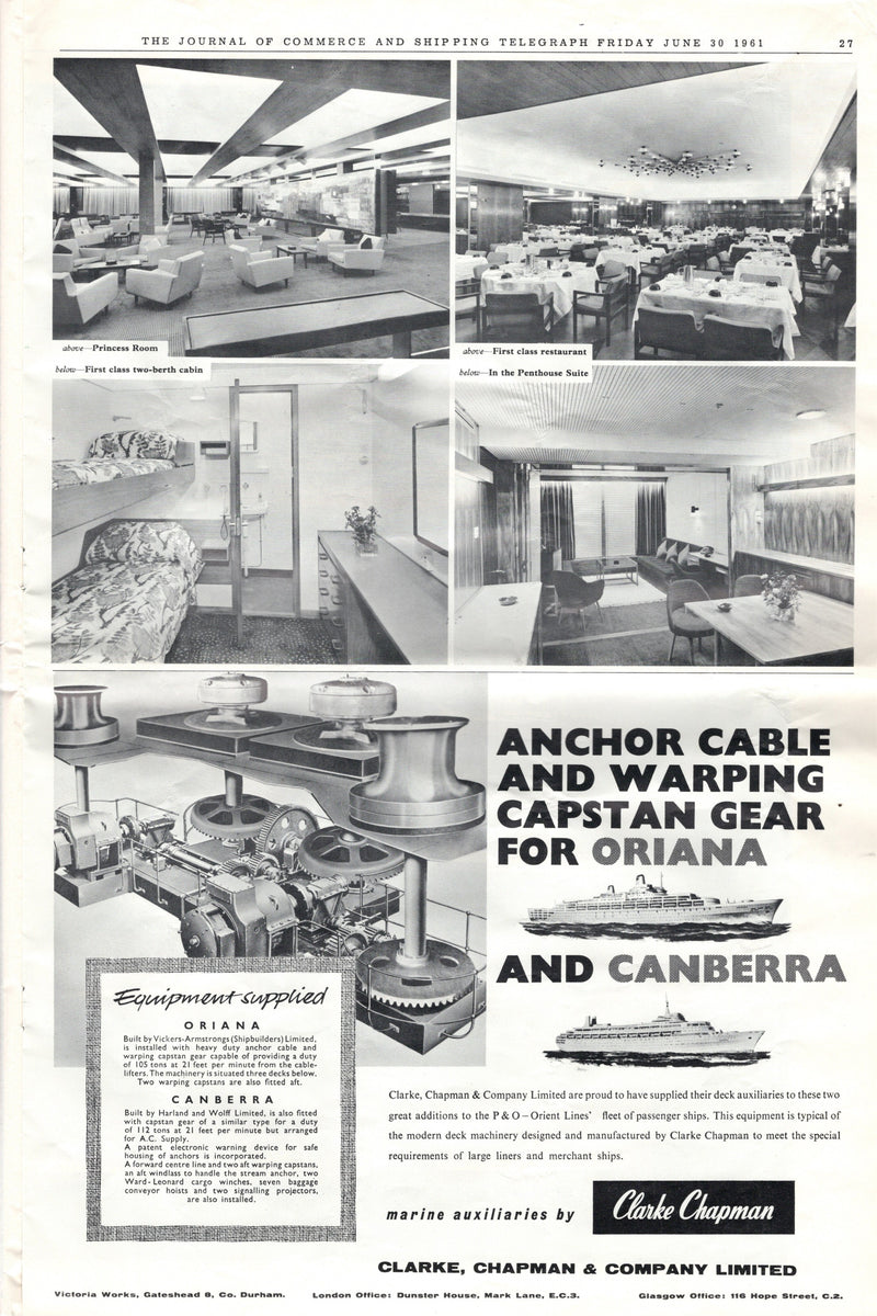 ORIANA & CANBERRA - Special 1961 "Journal of Commerce" issue