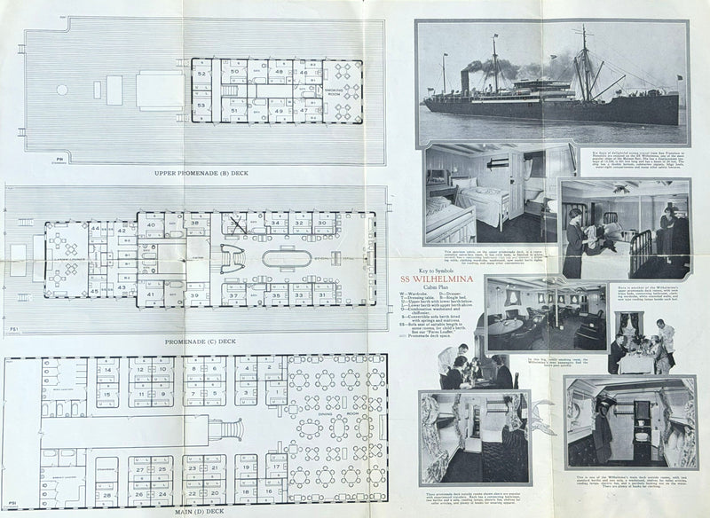 WILHELMINA: 1909 - Deck plan & interiors from 1924