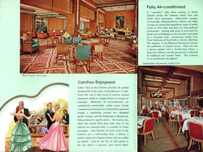CARONIA: 1949 - Transatlantic 2-class interiors brochure