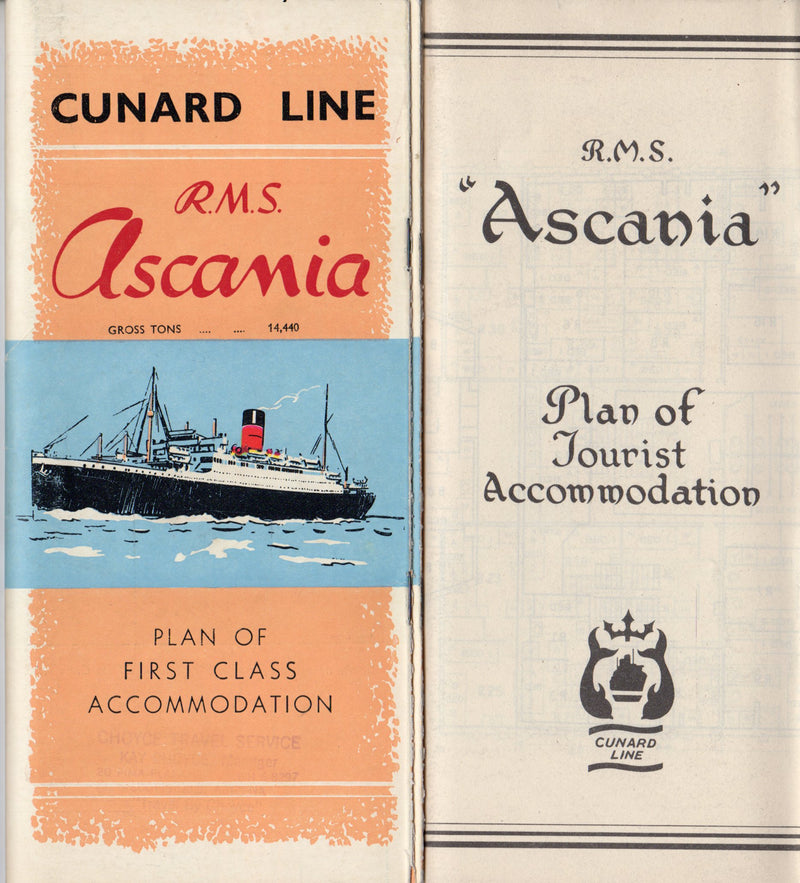 ASCANIA: 1925 - First & Tourist deck plan set from 1951-52