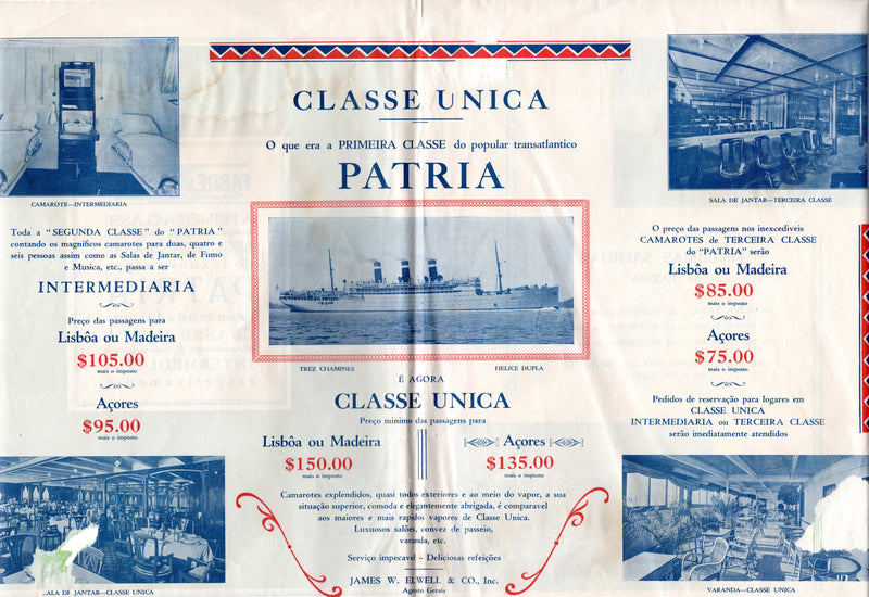 PATRIA: 1914 - Portuguese flier w/ interior views from 1929