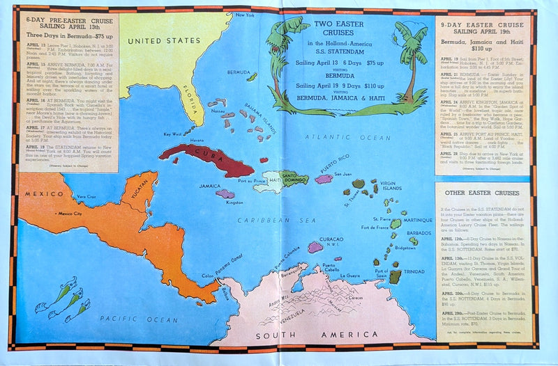 STATENDAM: 1929 - Huge 1935 cruise brochure w/ plans & interiors