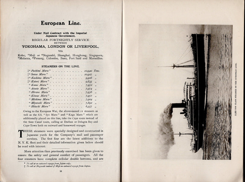 Various: pre-war - 1917 NYK Line guide w/ 120 pages, 26 deck plans, fleet list