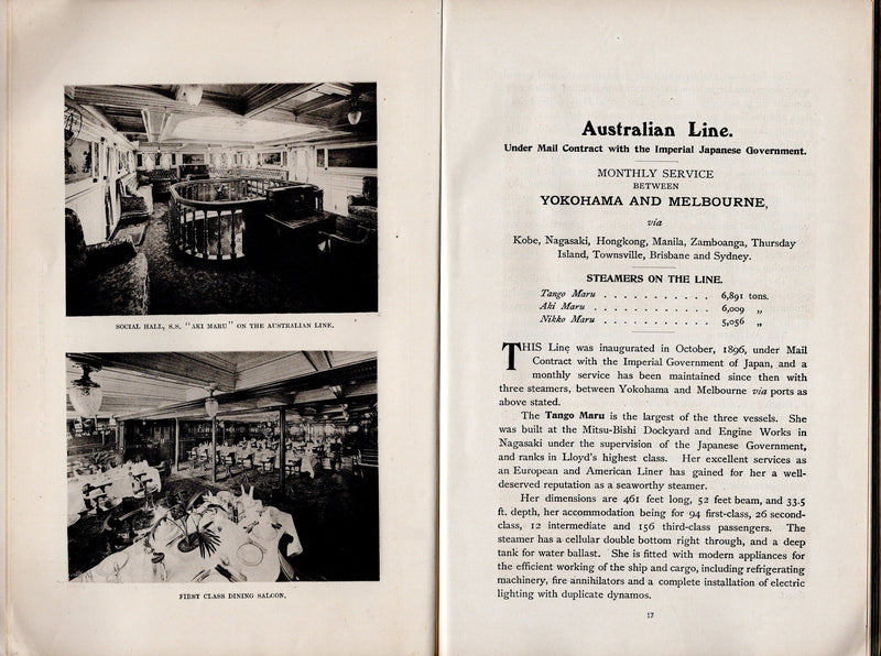 Various: pre-war - 1917 NYK Line guide w/ 120 pages, 26 deck plans, fleet list