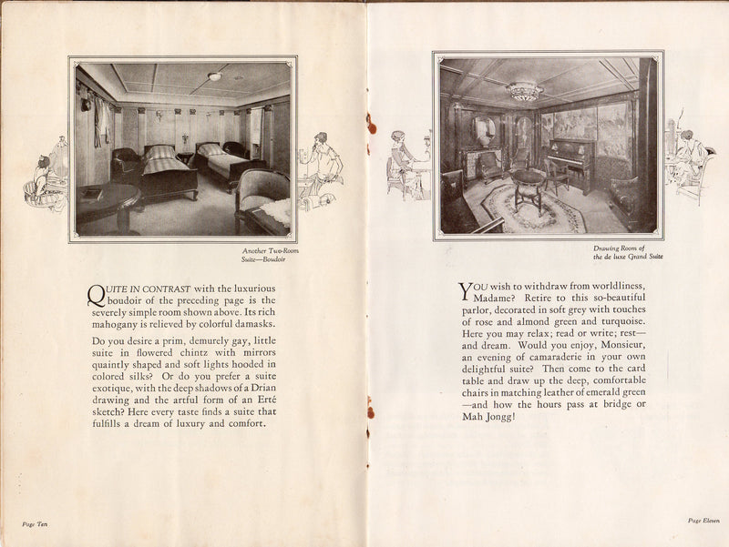 PARIS: 1921 - Deluxe First Class interiors brochure from early 1920s