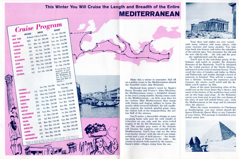 BRITANNIC: 1930 - Never-to-happen 1961 Mediterranean cruise brochure