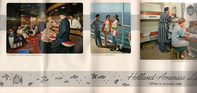 MAASDAM & RYNDAM - Deluxe 1959 cruise plan w/ color interiors