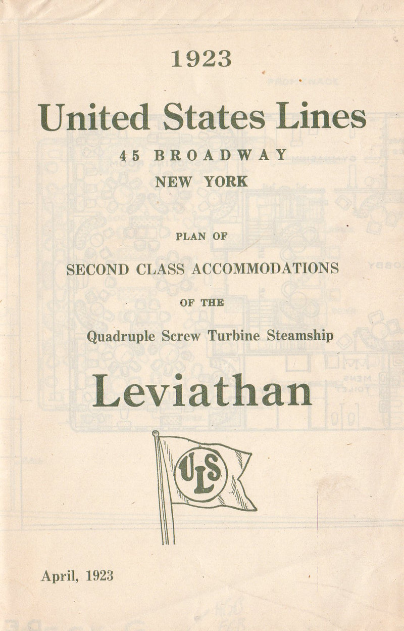 LEVIATHAN: 1914 - Pre-maiden voyage Second Class deck plan 1923