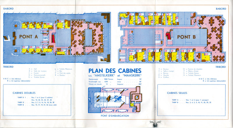 AMSTELKERK & MAASKERK: 1929 - Interiors, pax info, isometric deck plans