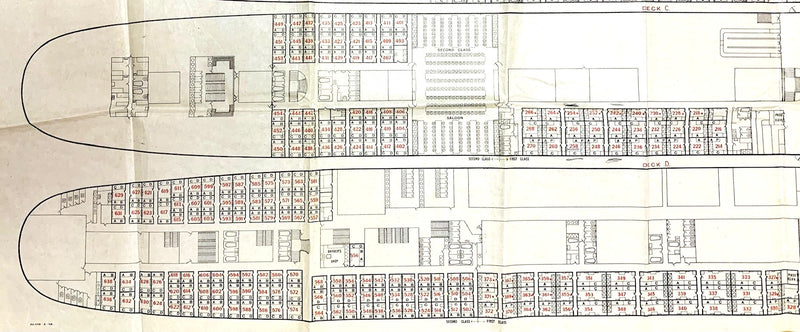 ROTTERDAM: 1908 - Pre-maiden voyage 1st & 2nd class deck plan