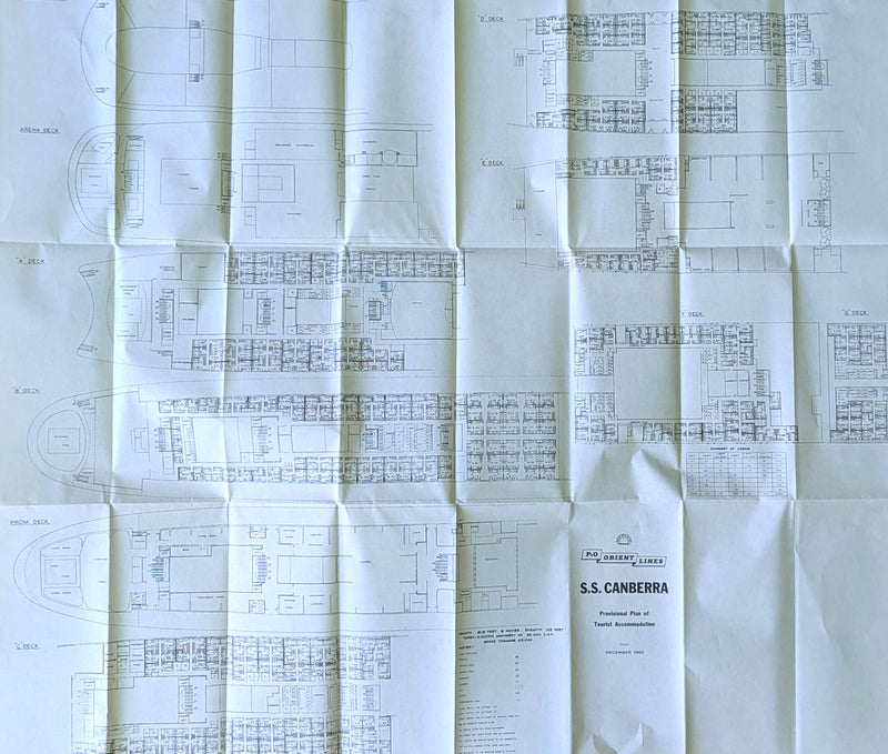 CANBERRA: 1961 - First & Tourist pre-maiden deck plans from 1960