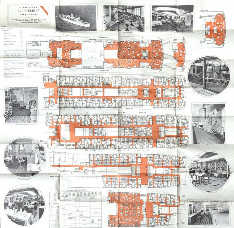 IBERIA: 1954 - First & Tourist deck plan set