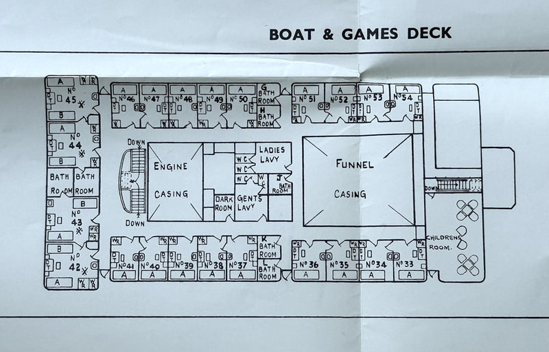 CERAMIC & GOTHIC: 1948 - One-class deck plan from 1957