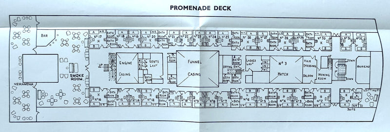CERAMIC & GOTHIC: 1948 - One-class deck plan from 1957