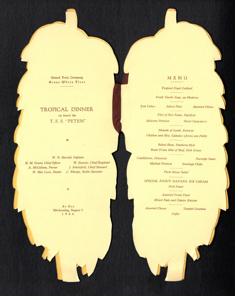 PETEN: 1933 - Novelty menu die cut as bananas