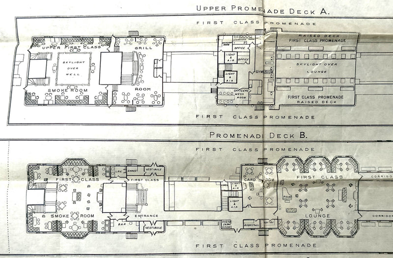 ALSATIAN: 1914 - Large maiden season deck plan w/ 3 classes