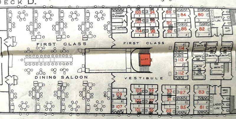 ALSATIAN: 1914 - Large maiden season deck plan w/ 3 classes