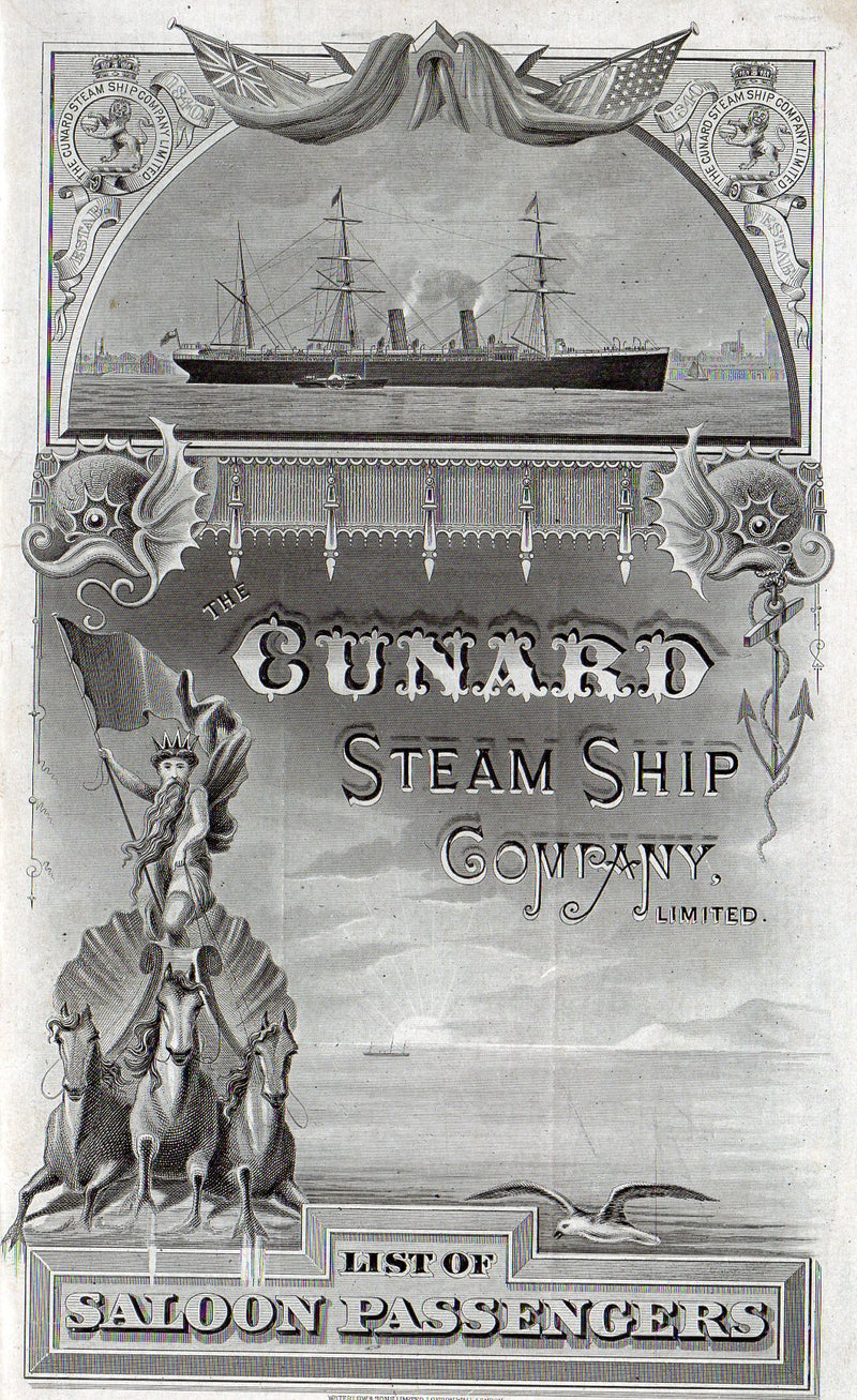 CEPHALONIA: 1882 - First Class pax list from 1883 w/ excellent graphics