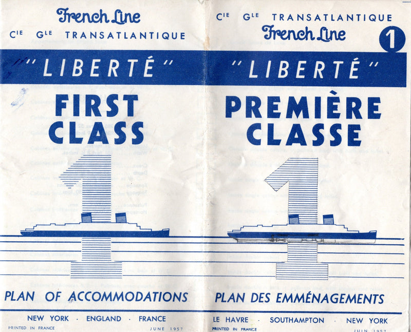 EUROPA: 1930 - First Class deck plan booklet from 1957