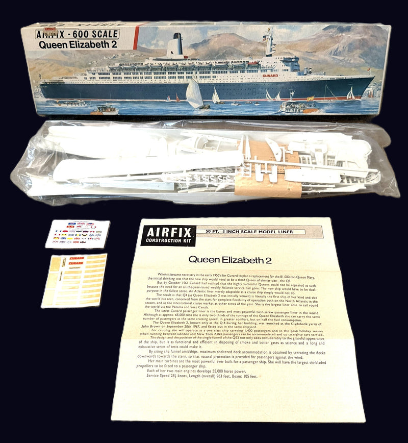 QE2: 1969 - Airfix 600th scale model kit from 1960s-70s