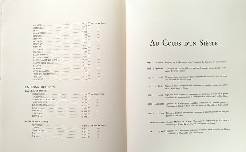 Various Ships - Prestige folio "Le Centenaire des Services des Messageries Maritimes (1851-1951)"