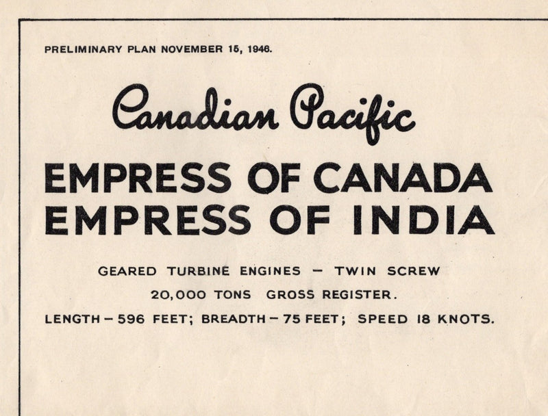 EMPRESS OF INDIA & EMPRESS OF CANADA - Rare 1946 plan before name change, fire