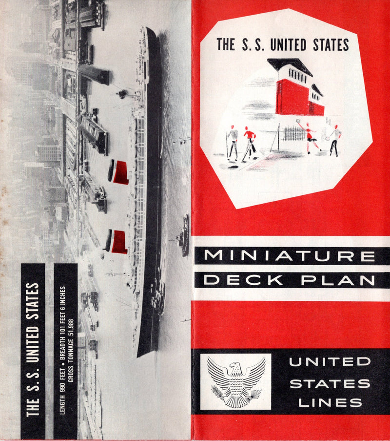 UNITED STATES: 1952 - Miniature deck plan w/ interiors from 1962
