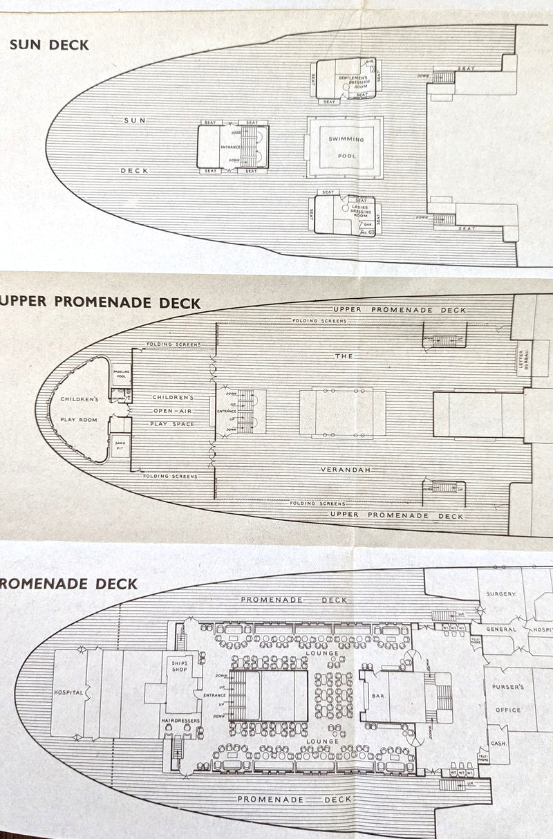 ORONSAY: 1951 - First & Tourist class deck plan set
