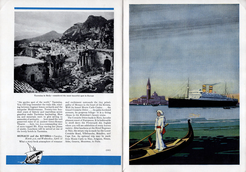 ROTTERDAM: 1908 - Deluxe 1931 Mediterranean cruise brochure w/ huge deck plans