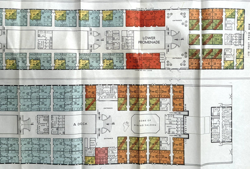 ROTTERDAM: 1908 - Deluxe 1931 Mediterranean cruise brochure w/ huge deck plans