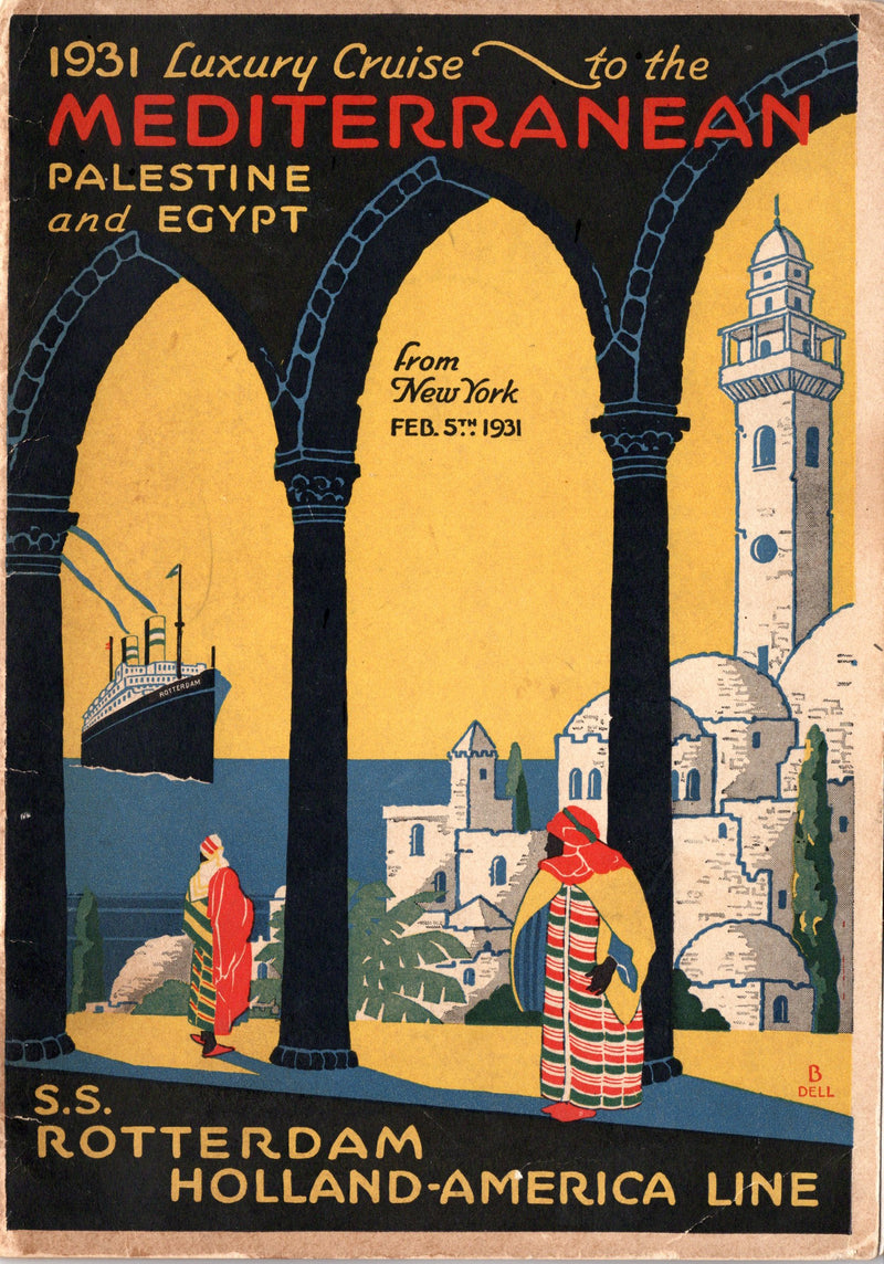 ROTTERDAM: 1908 - Deluxe 1931 Mediterranean cruise brochure w/ huge deck plans