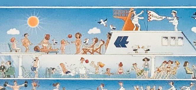 EUROPA: 1982 - Travel agency poster w/ Gebhard cartoons