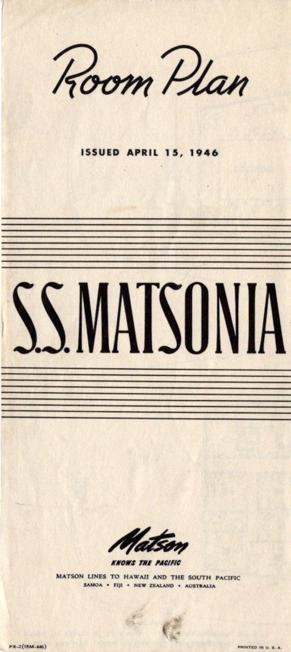 MATSONIA: 1927 - Postwar deck plan from 1946, sold to Home Lines 1948