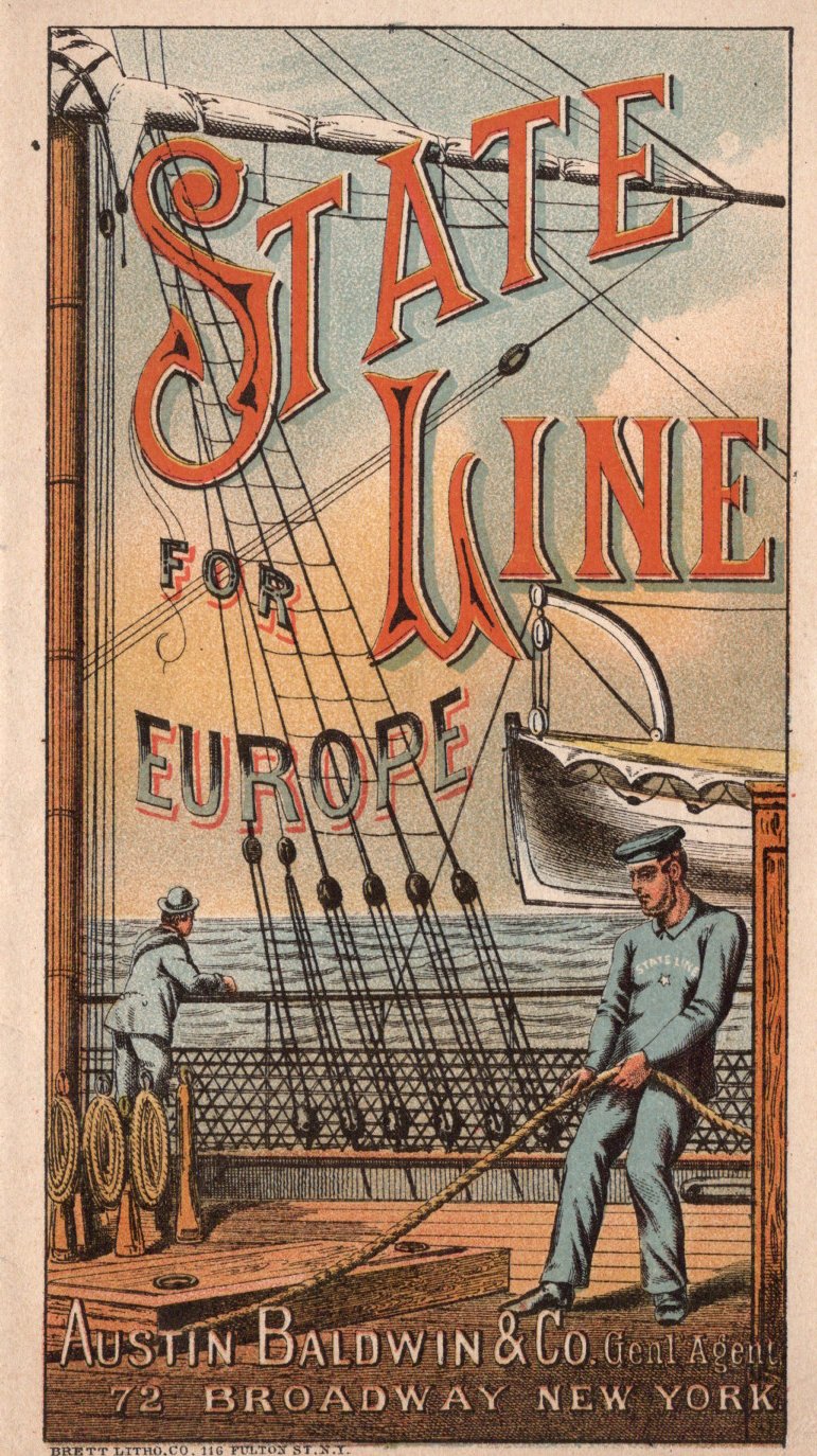 Various: pre-war - Circa 1874 State Line fleet brochure w/ deck plans