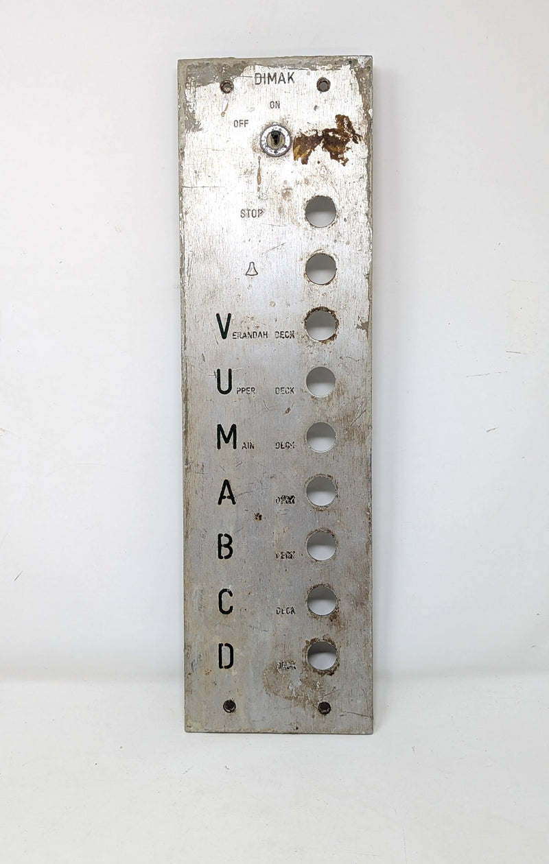 GRIPSHOLM: 1957 - Metal elevator button panel from ship