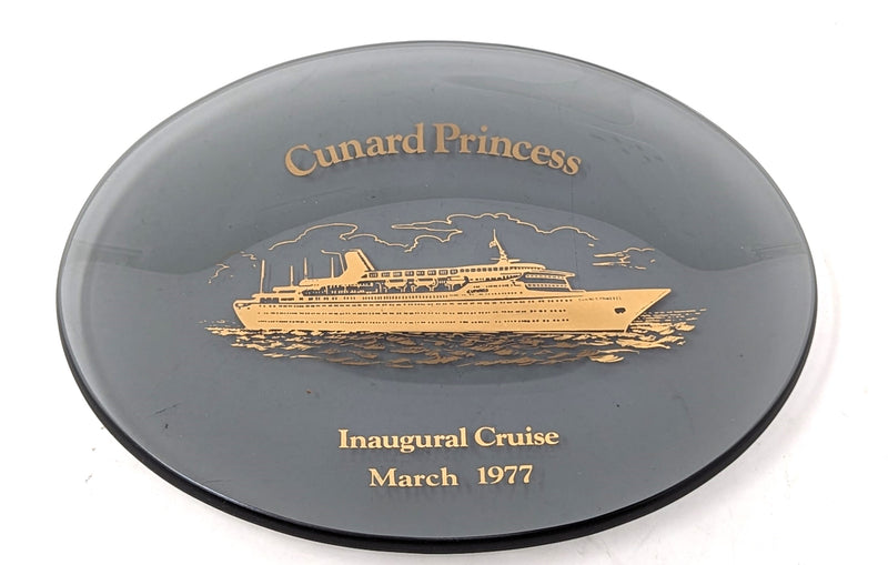 CUNARD PRINCESS: 1977 - Inaugural March 1977 cruise pin tray in gold