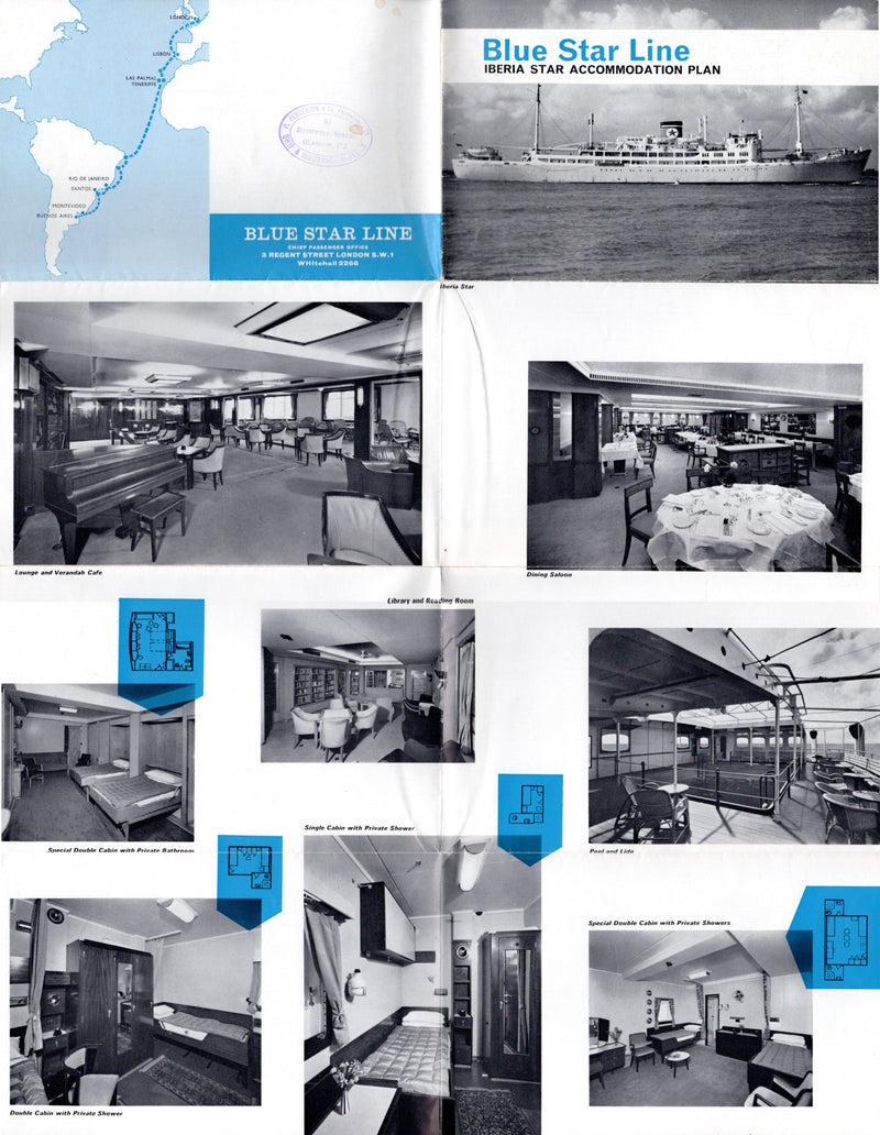 IBERIA STAR: 1950 - Deck plan w/ interiors from 1960s
