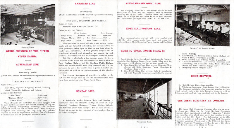 Various: pre-war - 1907 NYK Line Japan to Europe guide w/ deck plans & interiors