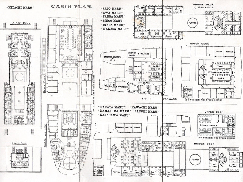 Various: pre-war - 1907 NYK Line Japan to Europe guide w/ deck plans & interiors