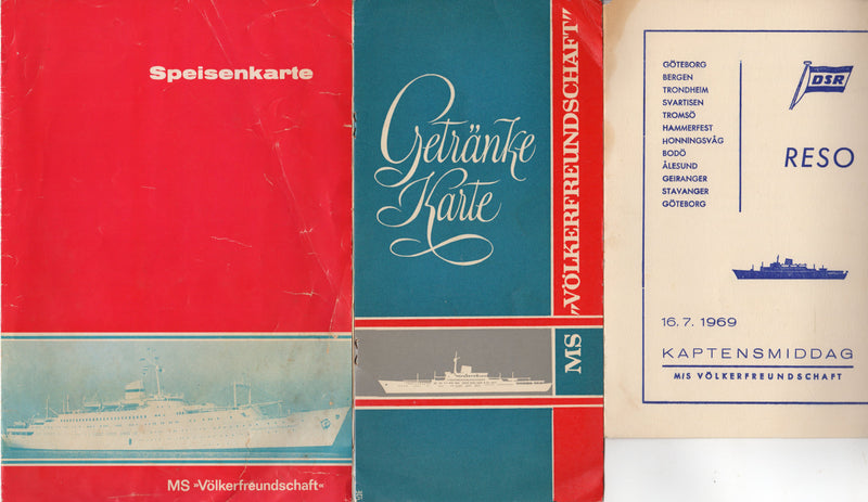 VOLKERFREUNDSCHAFT: 1948 - 5 items from 1969 North Cape cruise on communist liner