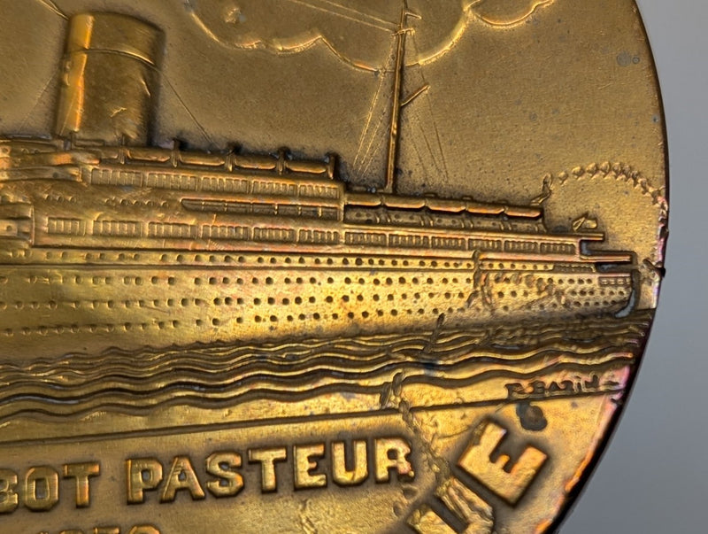 PASTEUR: 1939 - Rare maiden voyage medallion