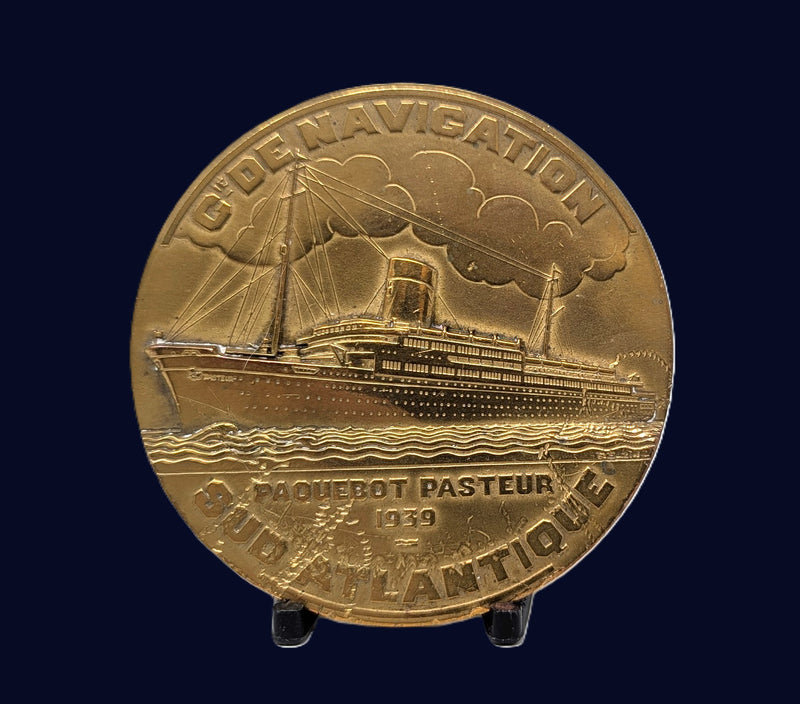 PASTEUR: 1939 - Rare maiden voyage medallion