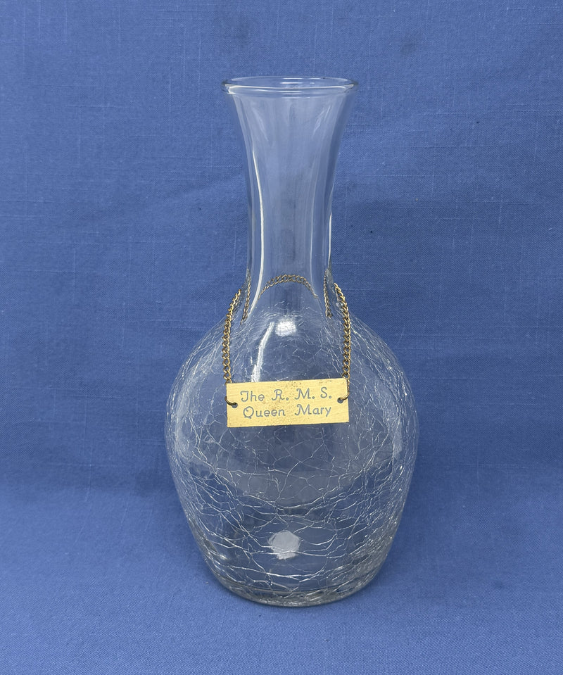 QUEEN MARY: 1936 - Crackle glass carafe from ship