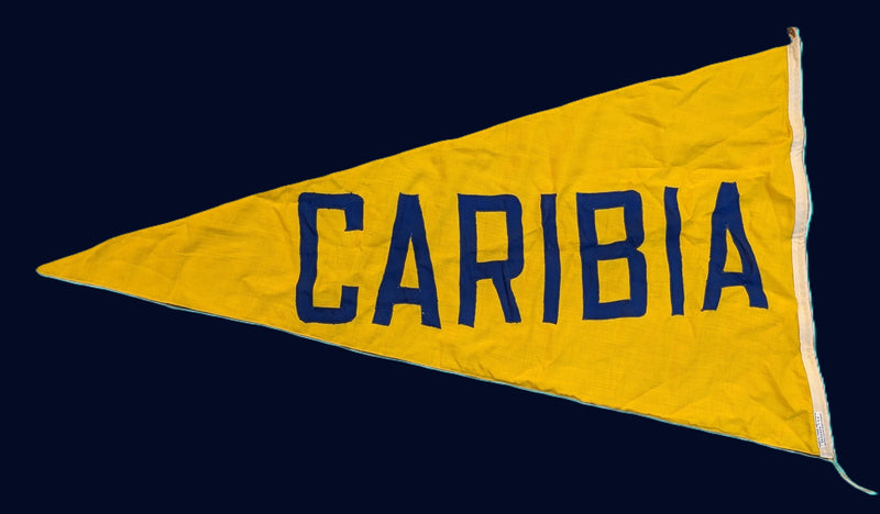 CARIBIA: 1928 - Original, large pennant from famous old cruiser liner