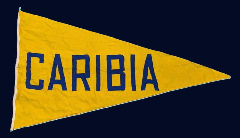 CARIBIA: 1928 - Original, large pennant from famous old cruiser liner