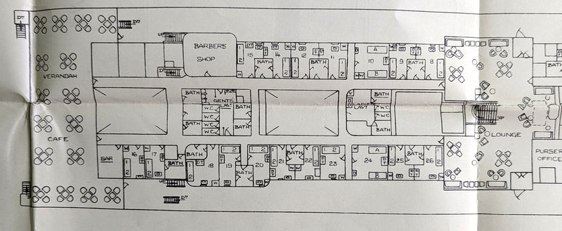 ARAWA: 1922 - Rare full-ship deck plan from 1947