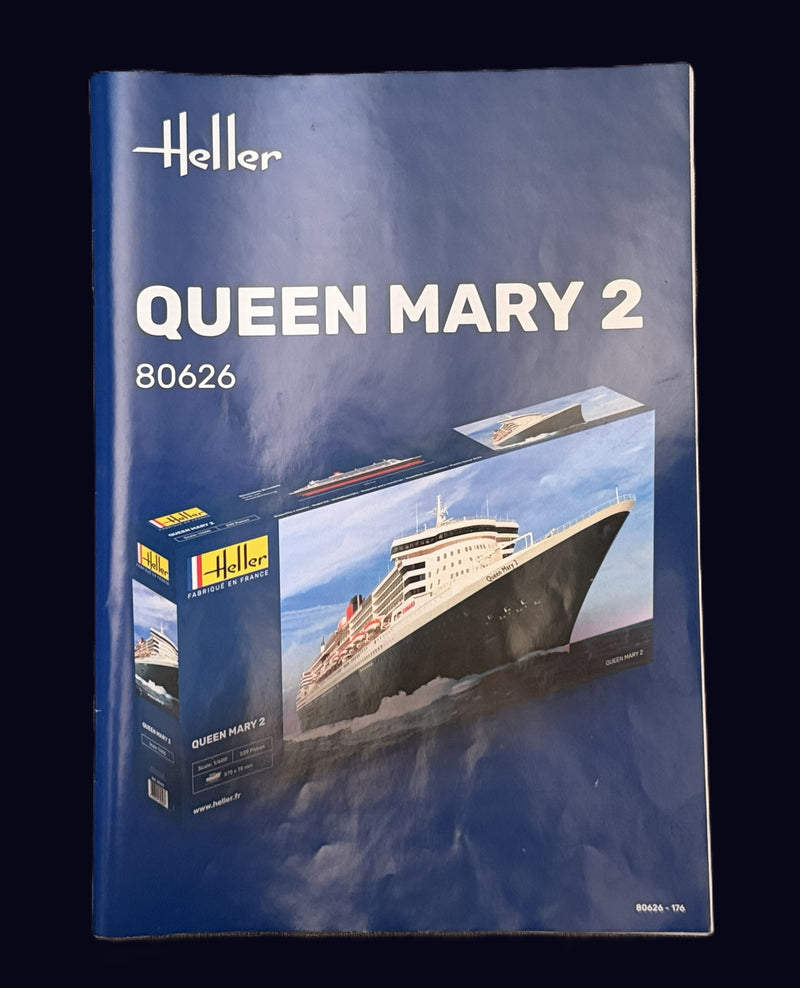 QM2: 2004 - Heller 1:600th scale model kit w/ 249 pieces & 103 decals