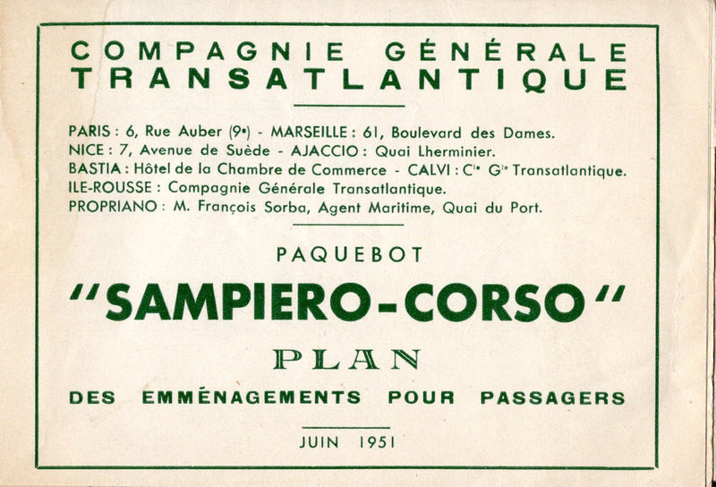 SAMPIERO-CORSO: 1936 - Deck plan from 1951
