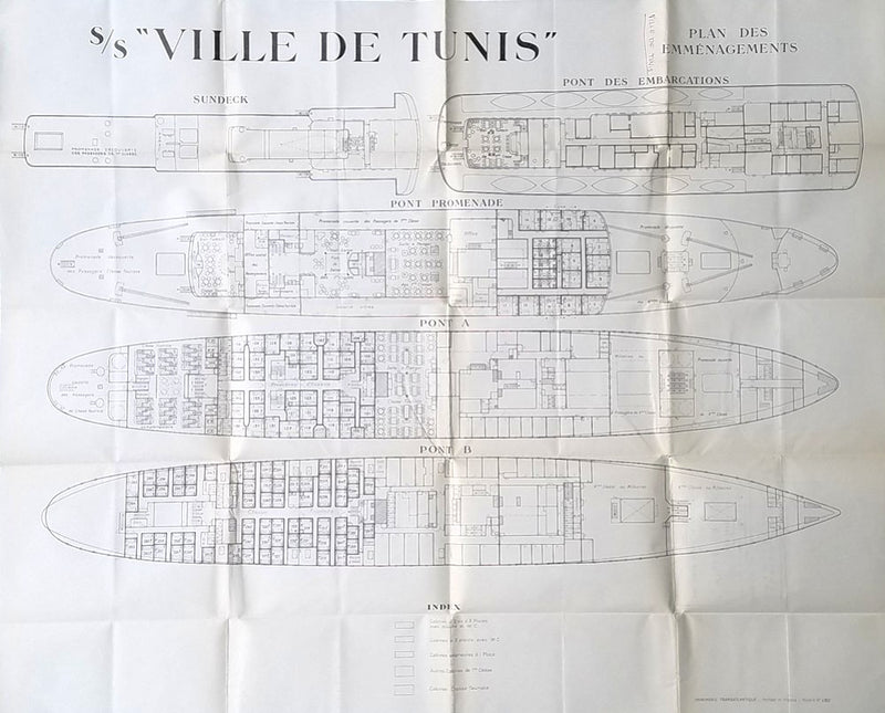 VILLE DE TUNIS: 1952 - Maiden year deck plan